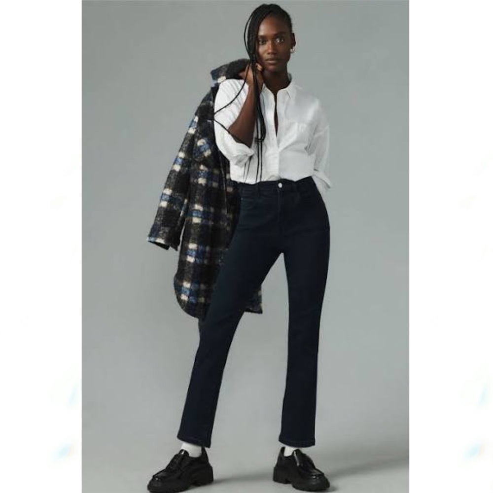 Anthropologie Pilcro Slim High-Rise Straight-Leg Midnight Blue Jeans